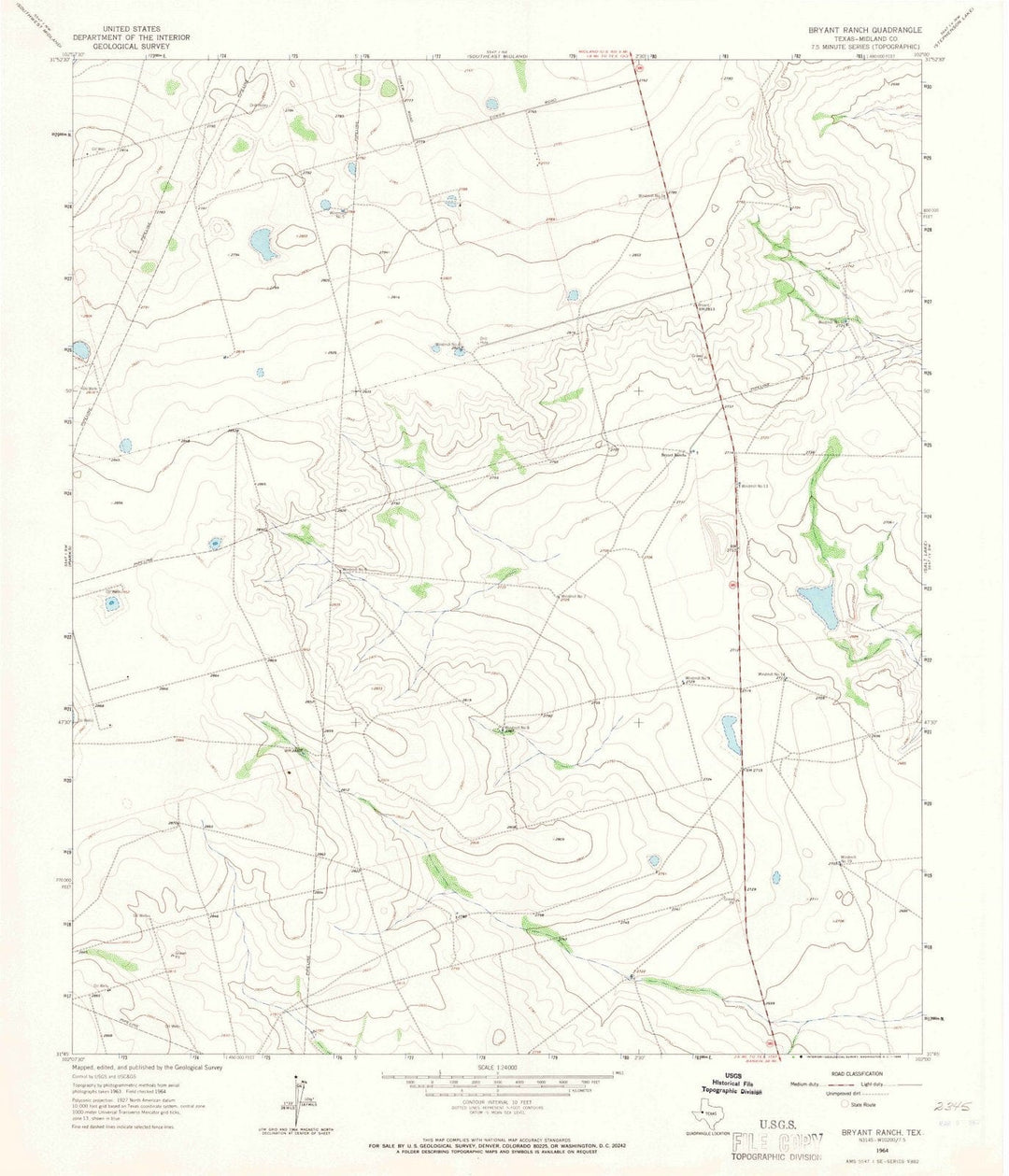 1964 Bryant Ranch, TX - Texas - USGS Topographic Map