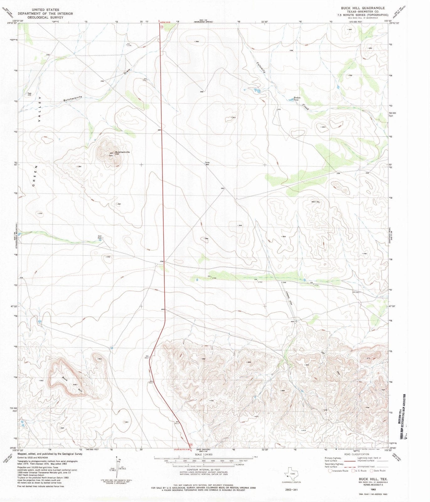 1983 Buck Hill, TX - Texas - USGS Topographic Map