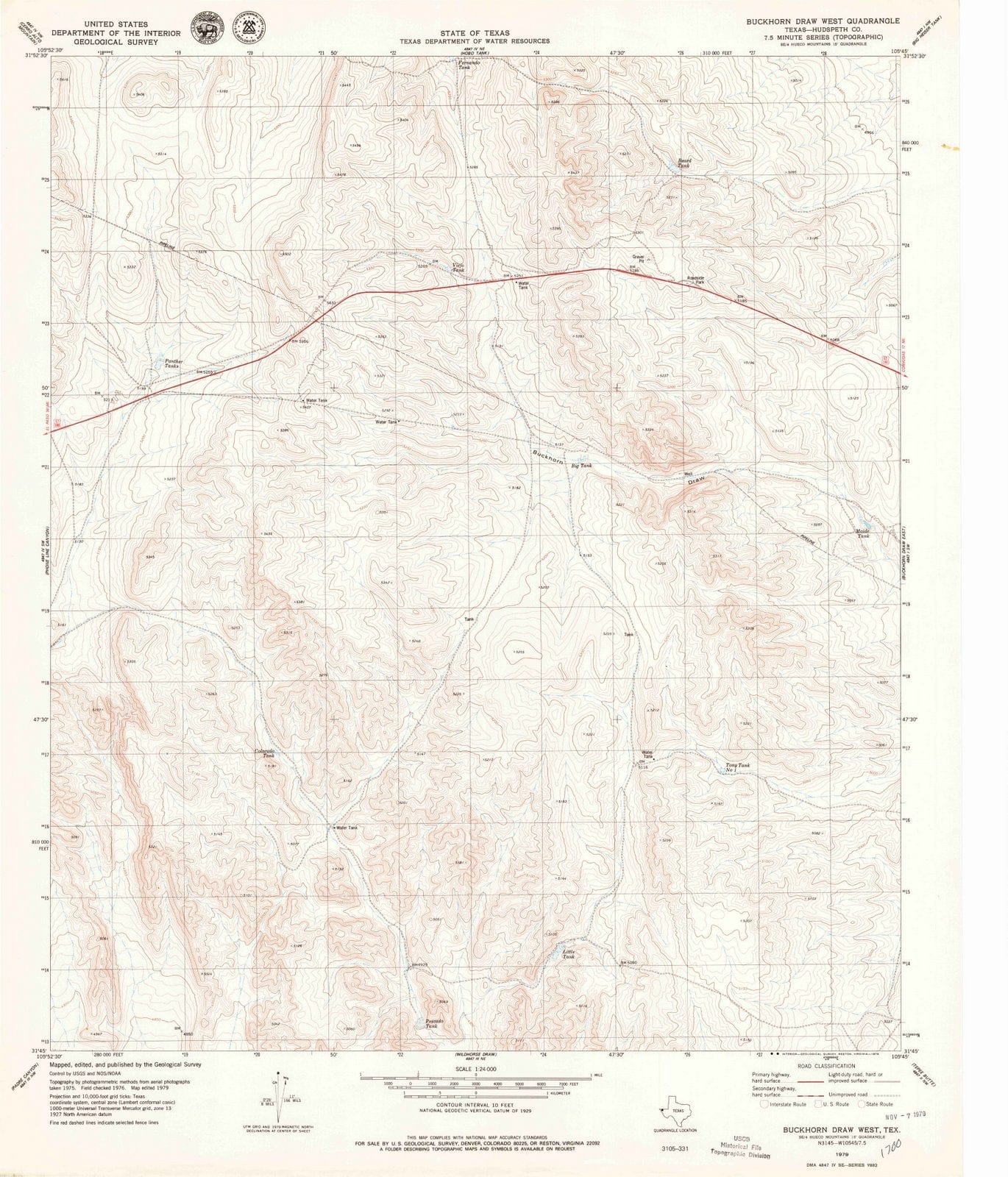 1979 Buckhornraw West, TX - Texas - USGS Topographic Map