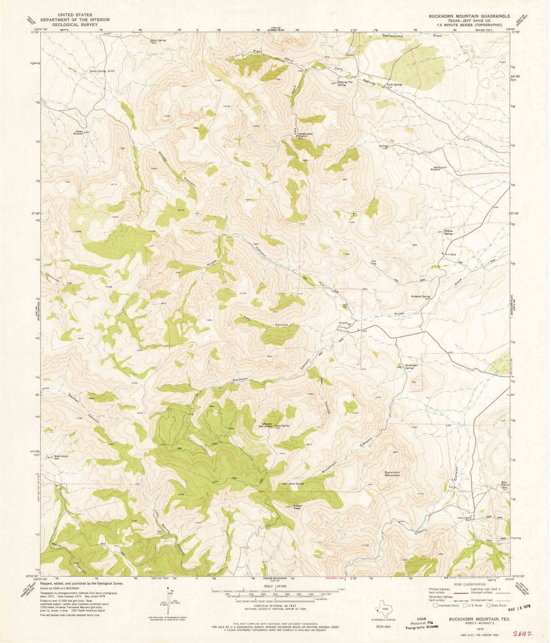 1978 Buckhorn Mountain, TX - Texas - USGS Topographic Map