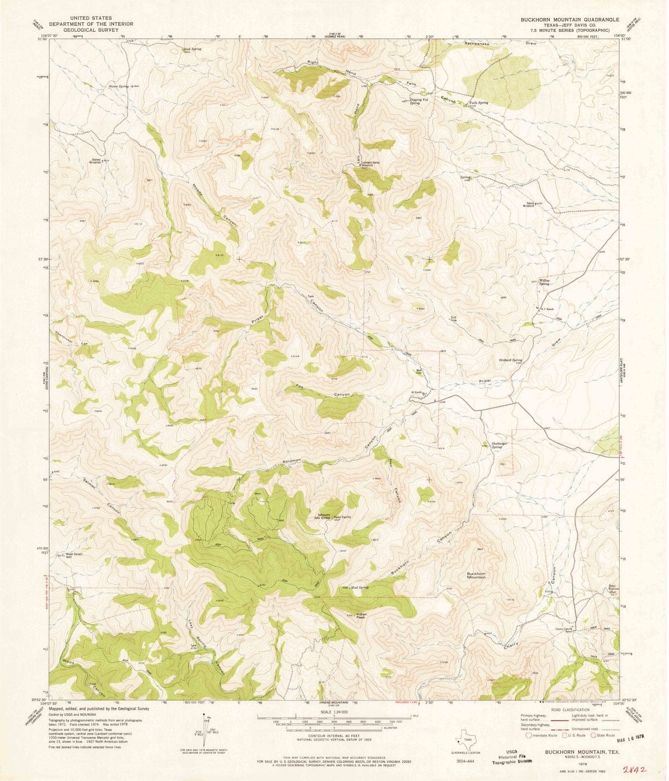1978 Buckhorn Mountain, TX - Texas - USGS Topographic Map
