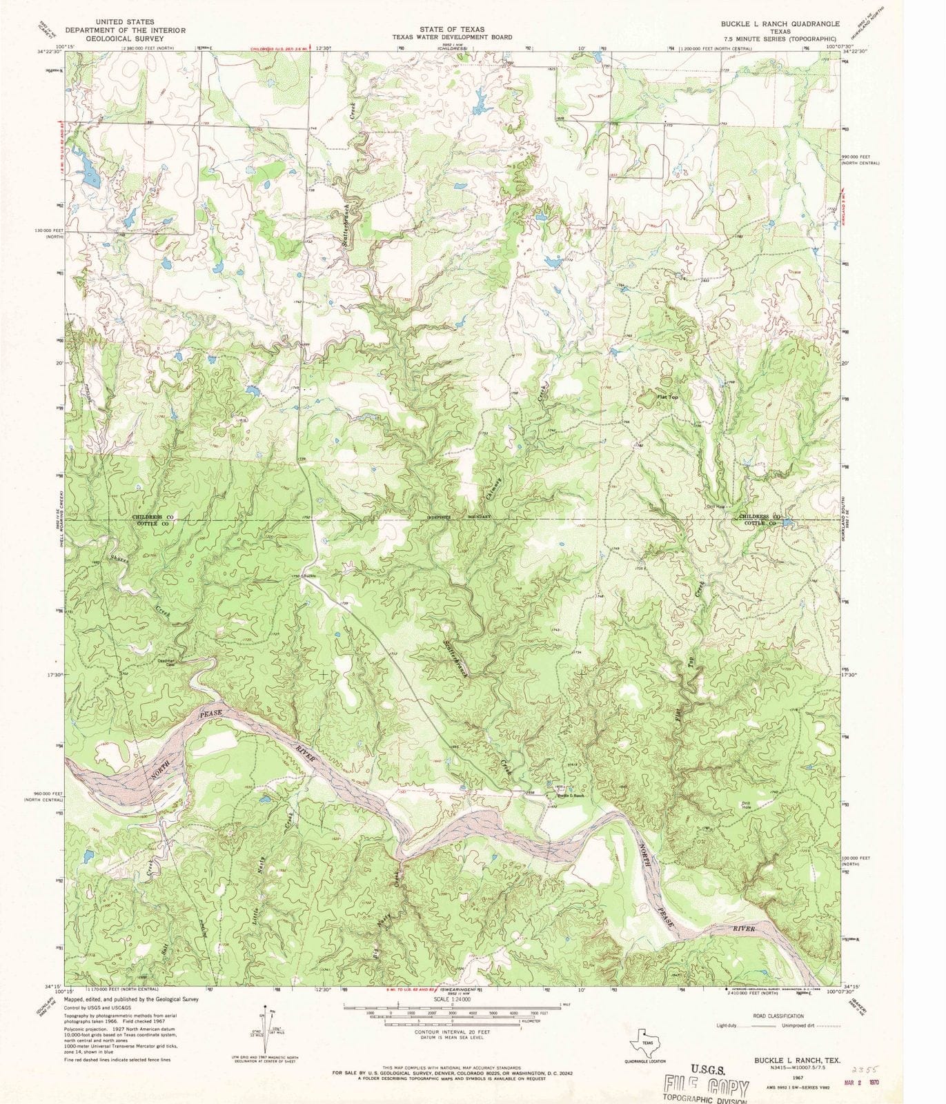 1967 Buckle L Ranch, TX - Texas - USGS Topographic Map