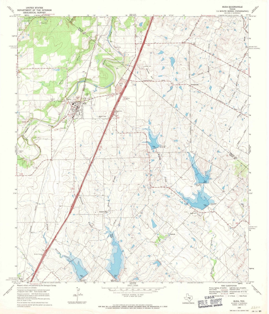 1968 Buda, TX - Texas - USGS Topographic Map