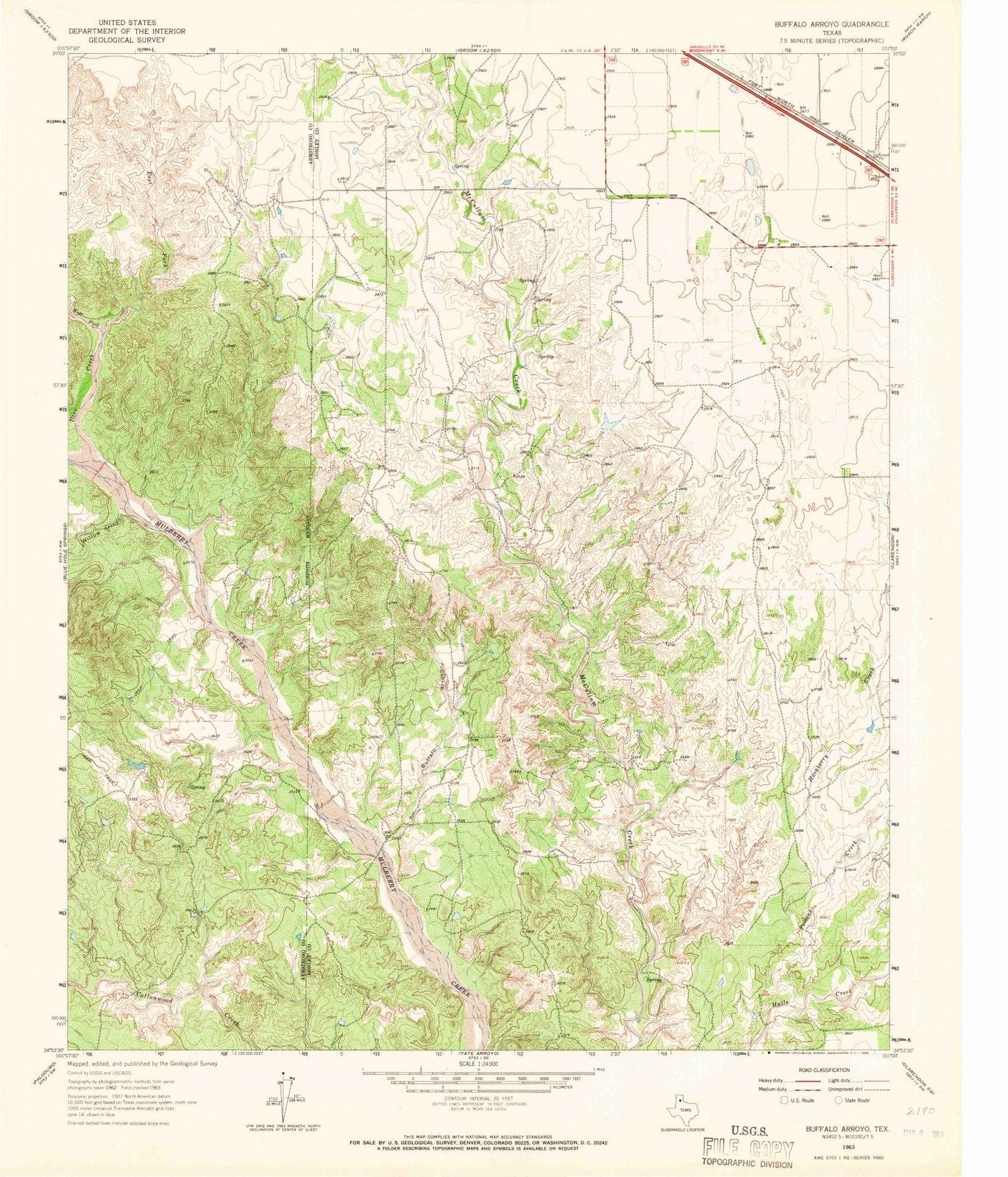 1963 Buffalo Arroyo, TX - Texas - USGS Topographic Map