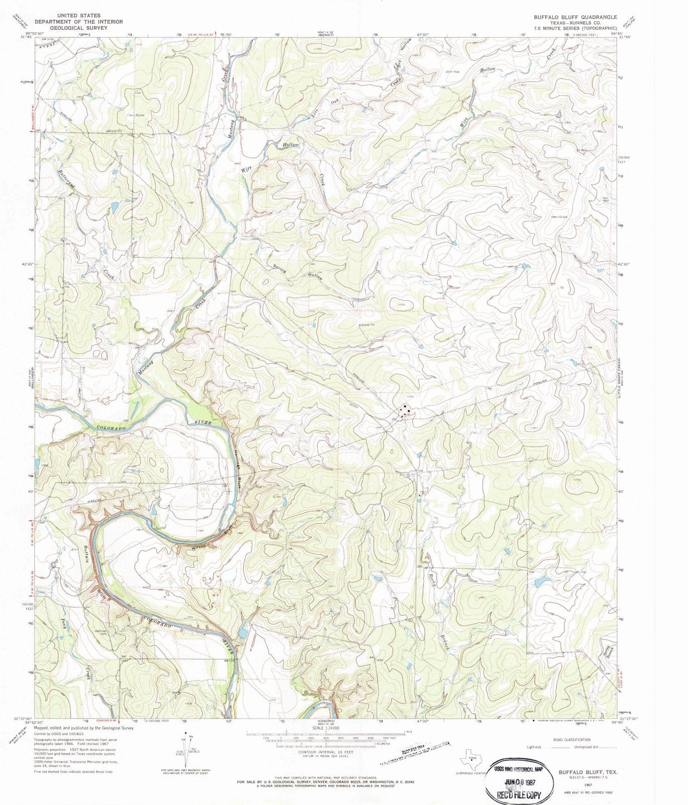 1967 Buffalo Bluff, TX - Texas - USGS Topographic Map