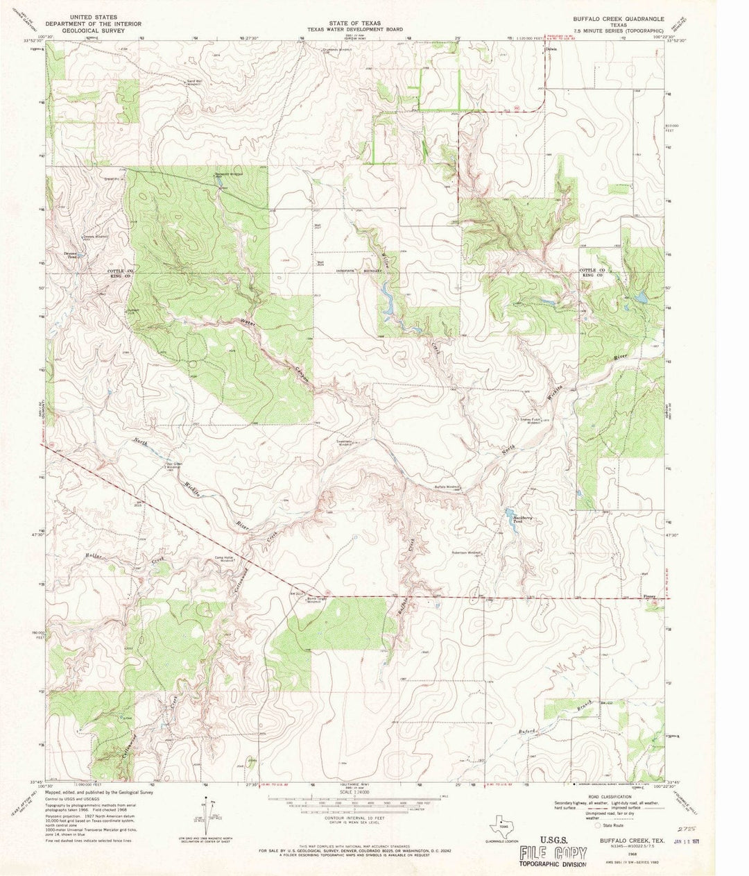1968 Buffalo Creek, TX - Texas - USGS Topographic Map
