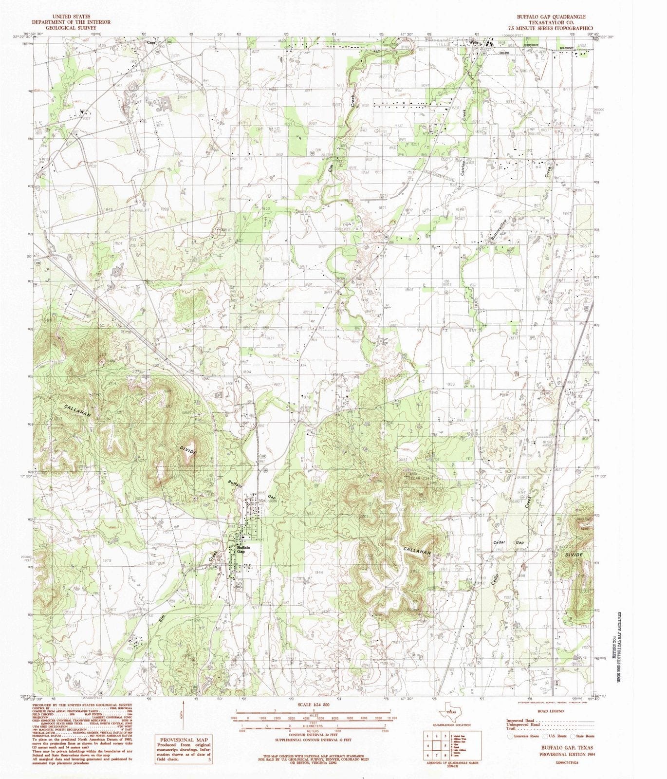 1984 Buffalo Gap, TX - Texas - USGS Topographic Map
