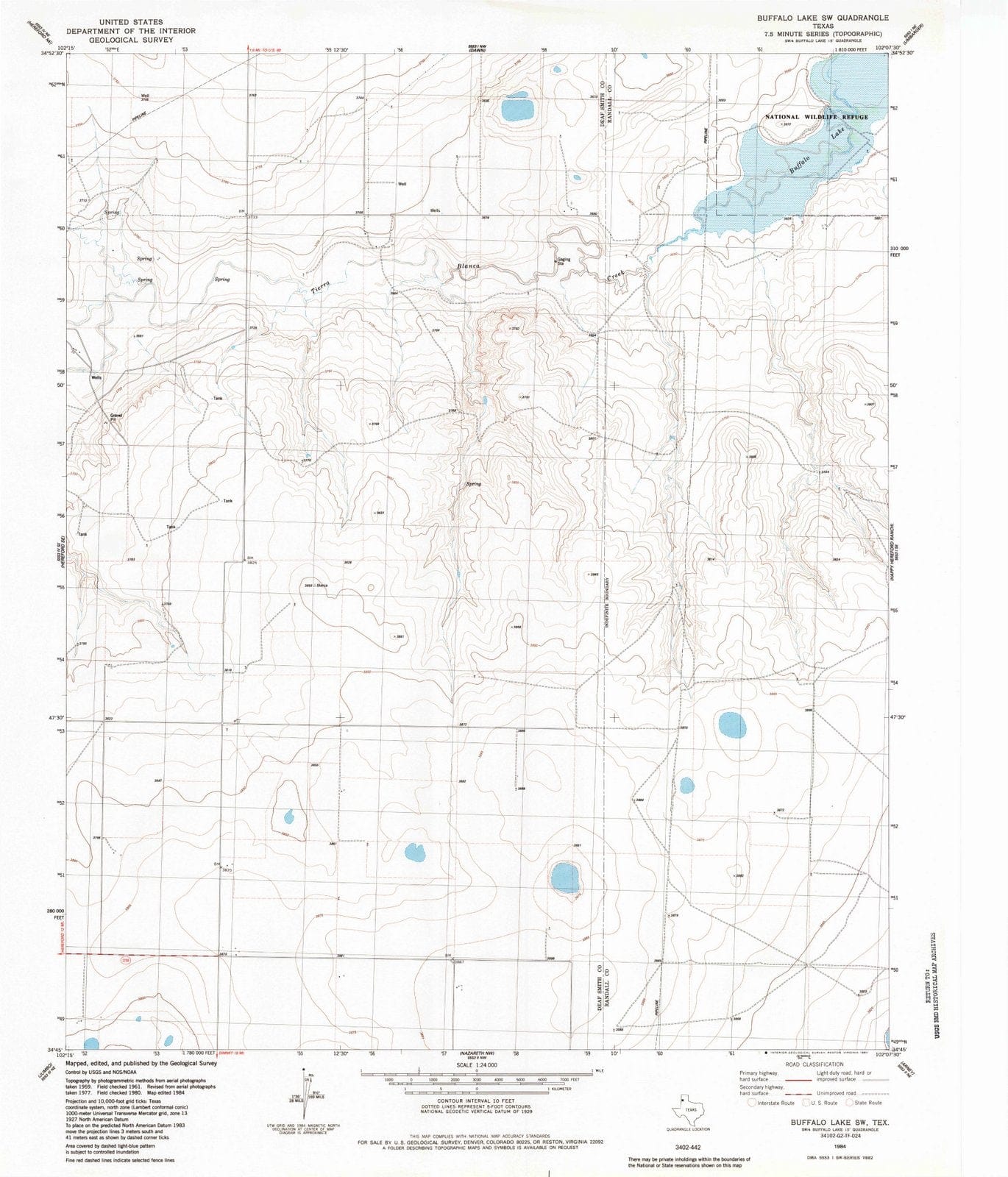 1984 Buffalo Lake, TX - Texas - USGS Topographic Map