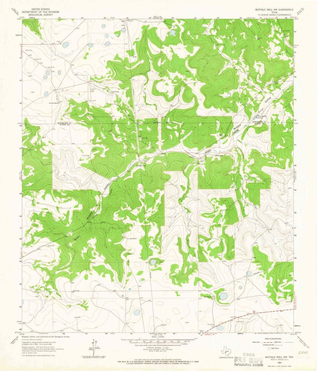 1963 Buffalo Well, TX - Texas - USGS Topographic Map