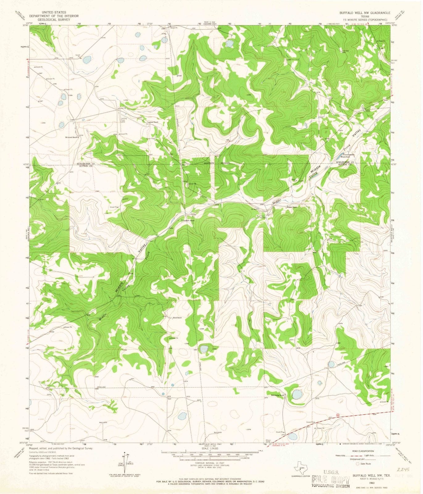 1963 Buffalo Well, TX - Texas - USGS Topographic Map