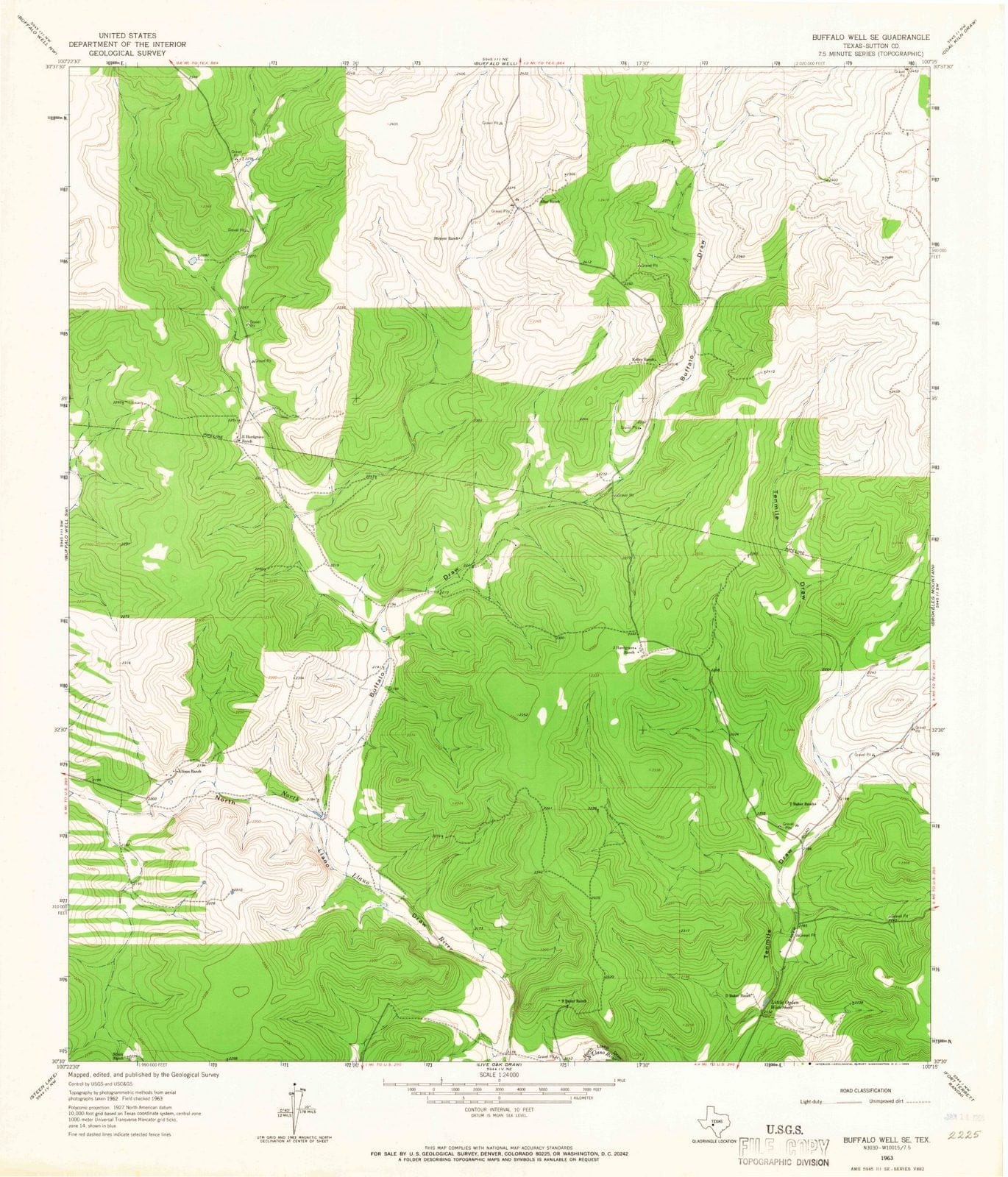 1963 Buffalo Well, TX - Texas - USGS Topographic Map v2