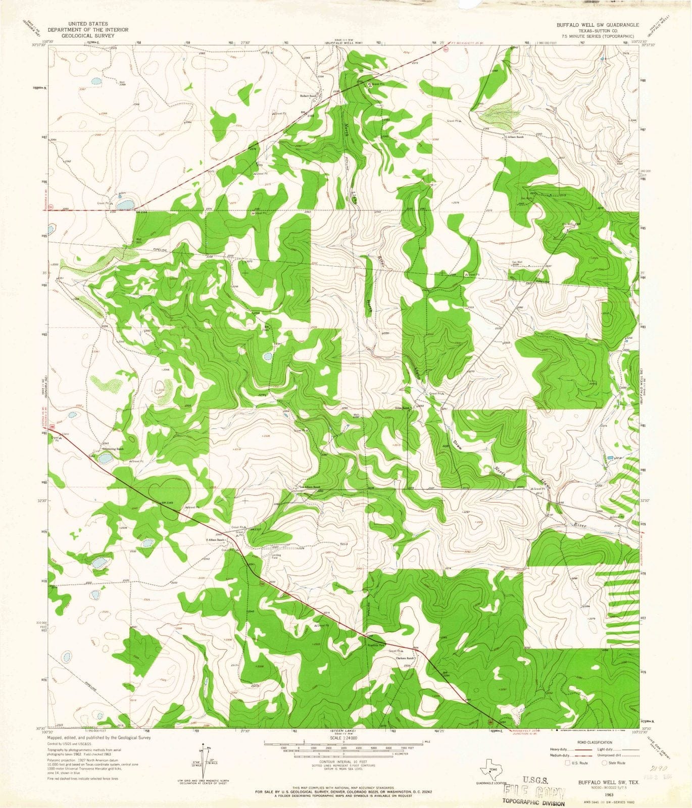 1963 Buffalo Well, TX - Texas - USGS Topographic Map v3