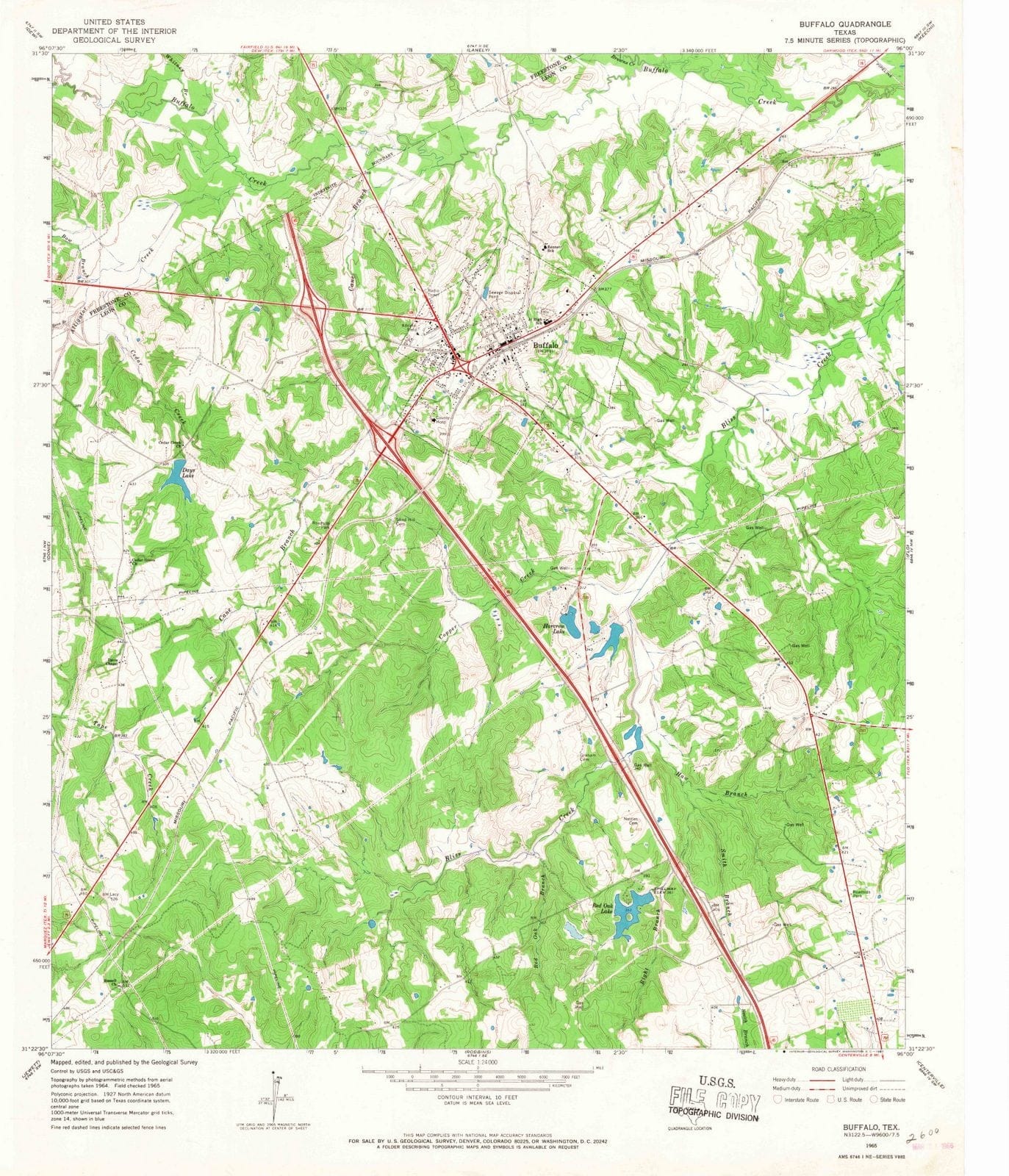 1965 Buffalo, TX - Texas - USGS Topographic Map