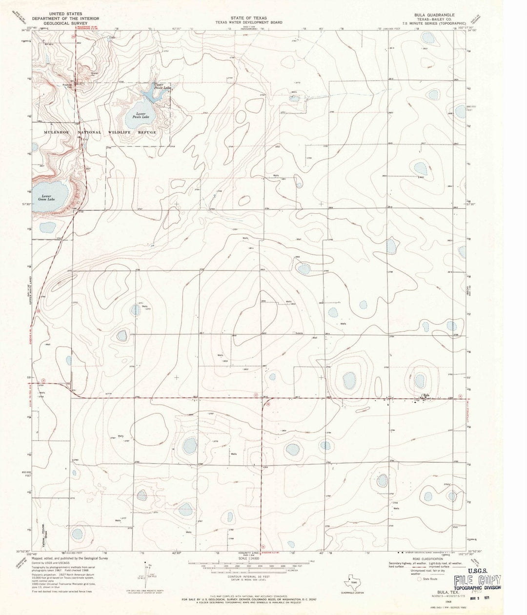 1968 Bula, TX - Texas - USGS Topographic Map