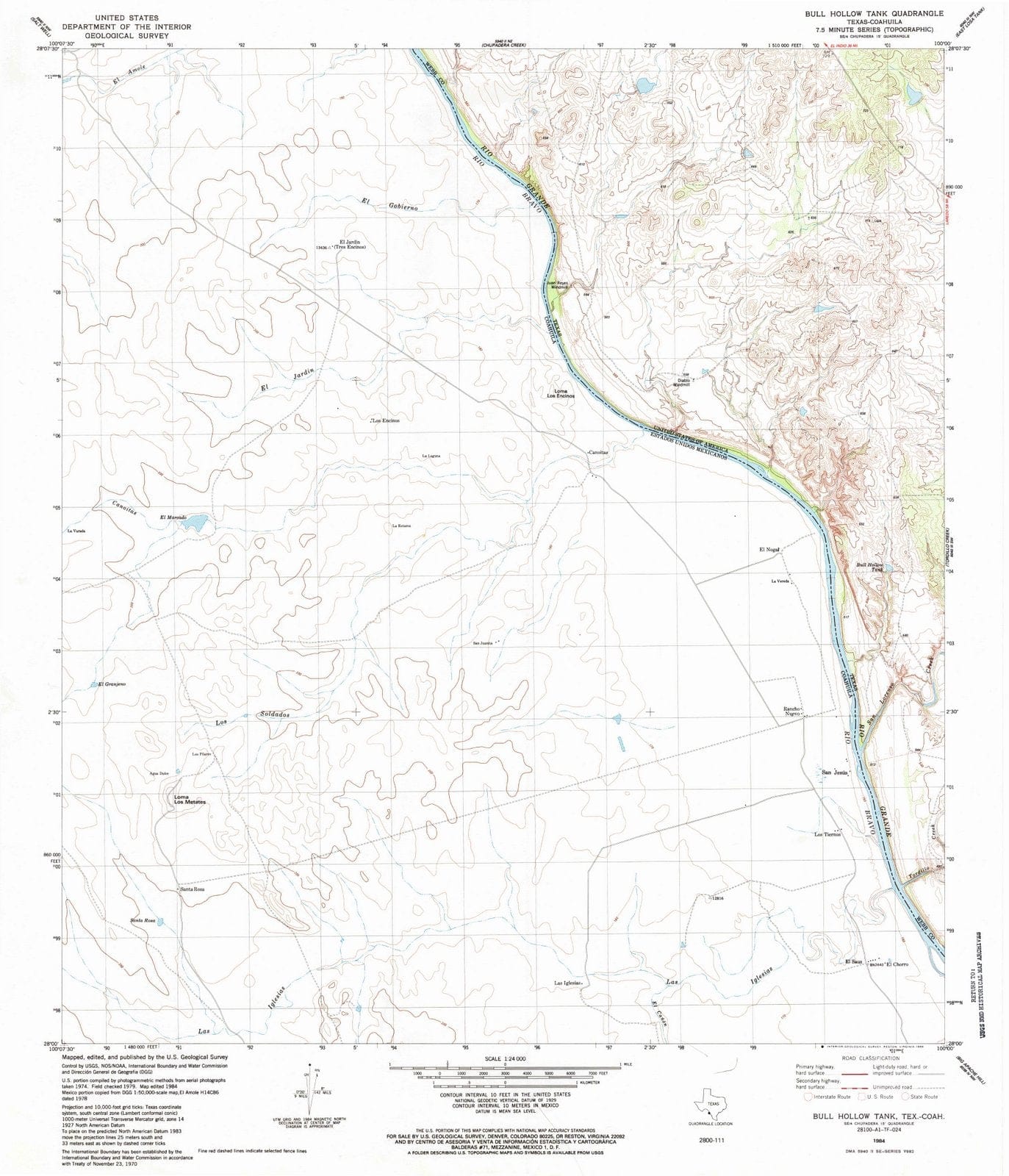 1984 Bull Hollow Tank, TX - Texas - USGS Topographic Map