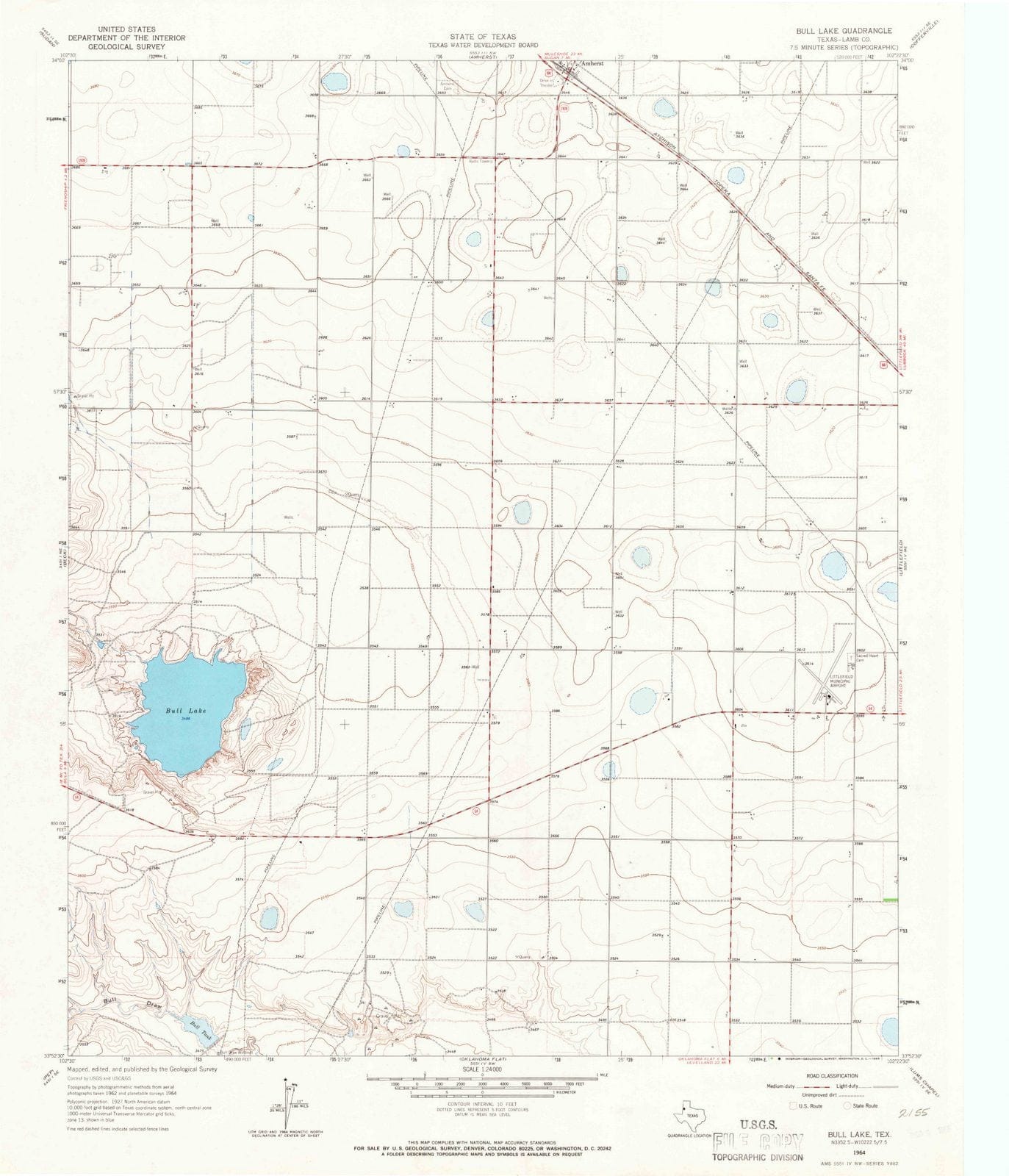 1964 Bull Lake, TX - Texas - USGS Topographic Map