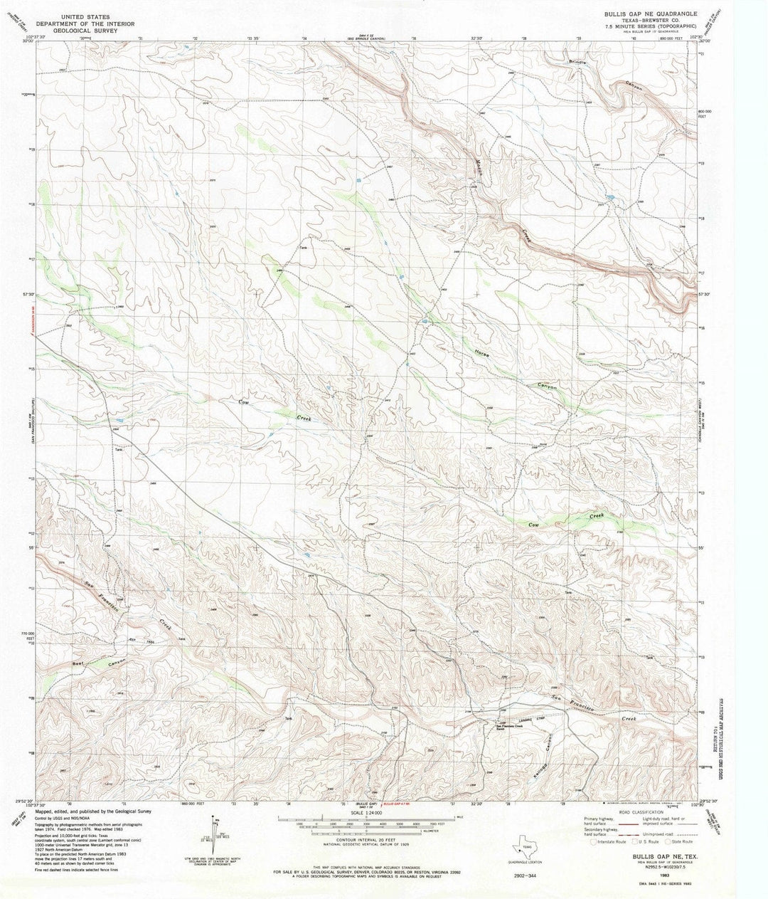 1983 Bullis Gap, TX - Texas - USGS Topographic Map