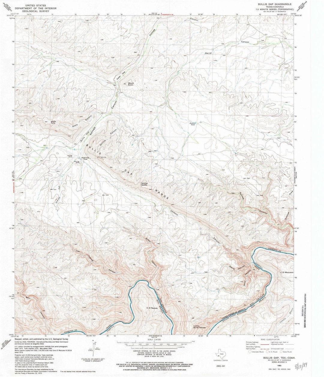 1983 Bullis Gap, TX - Texas - USGS Topographic Map v2
