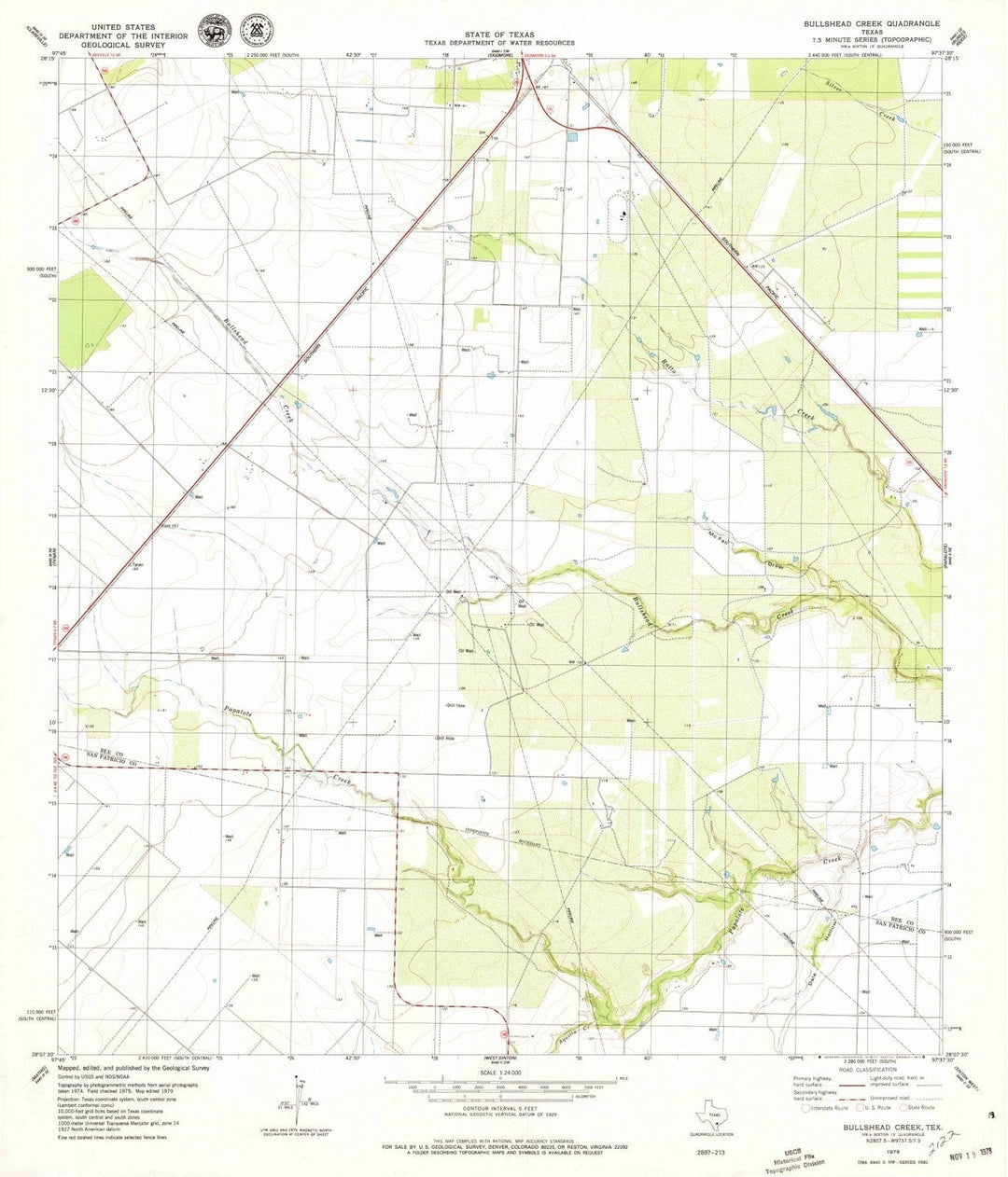 1979 Bullshead Creek, TX - Texas - USGS Topographic Map