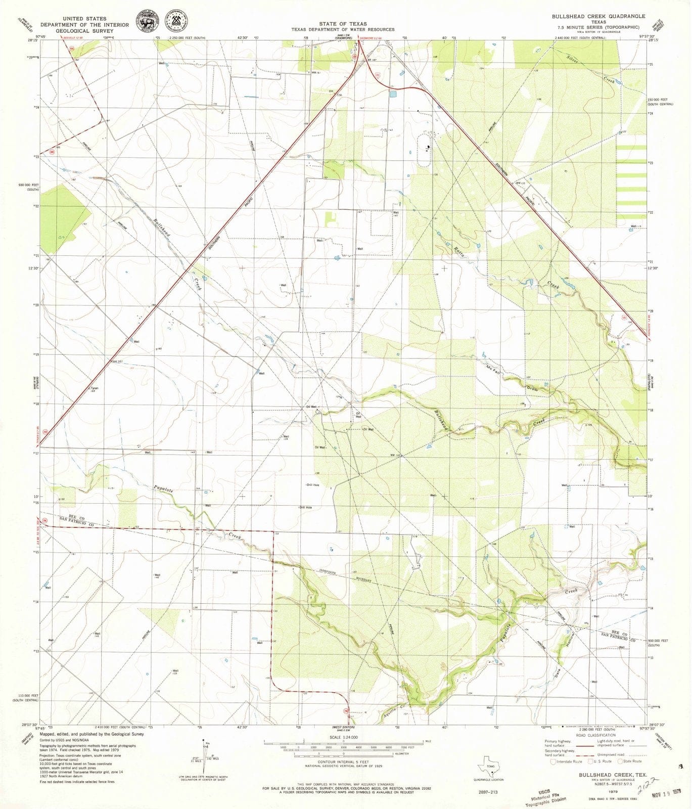 1979 Bullshead Creek, TX - Texas - USGS Topographic Map