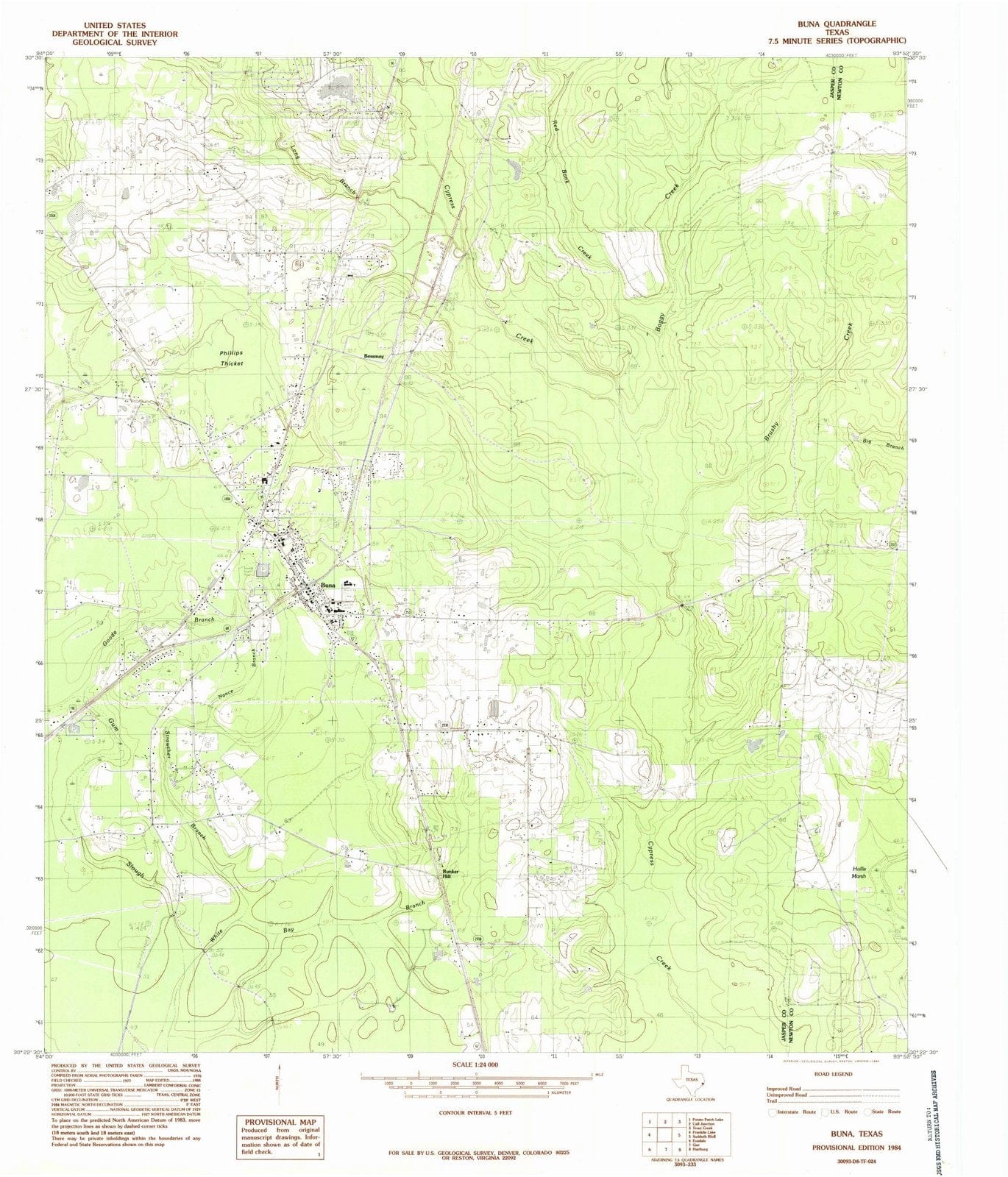1984 Buna, TX - Texas - USGS Topographic Map