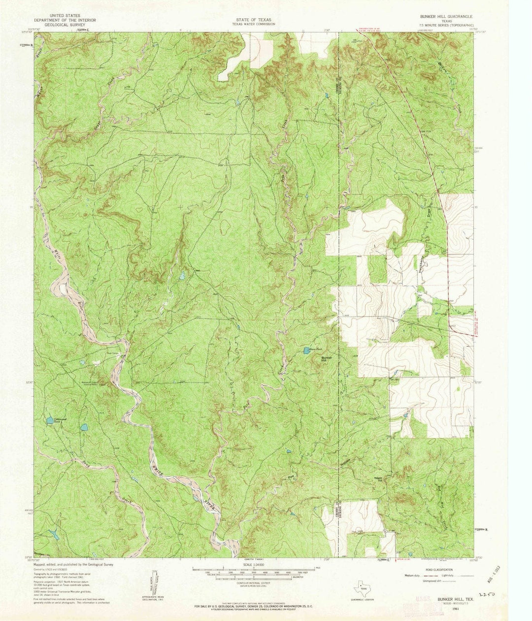1961 Bunker Hill, TX - Texas - USGS Topographic Map