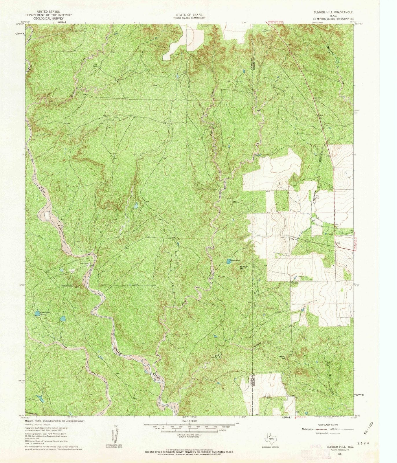 1961 Bunker Hill, TX - Texas - USGS Topographic Map