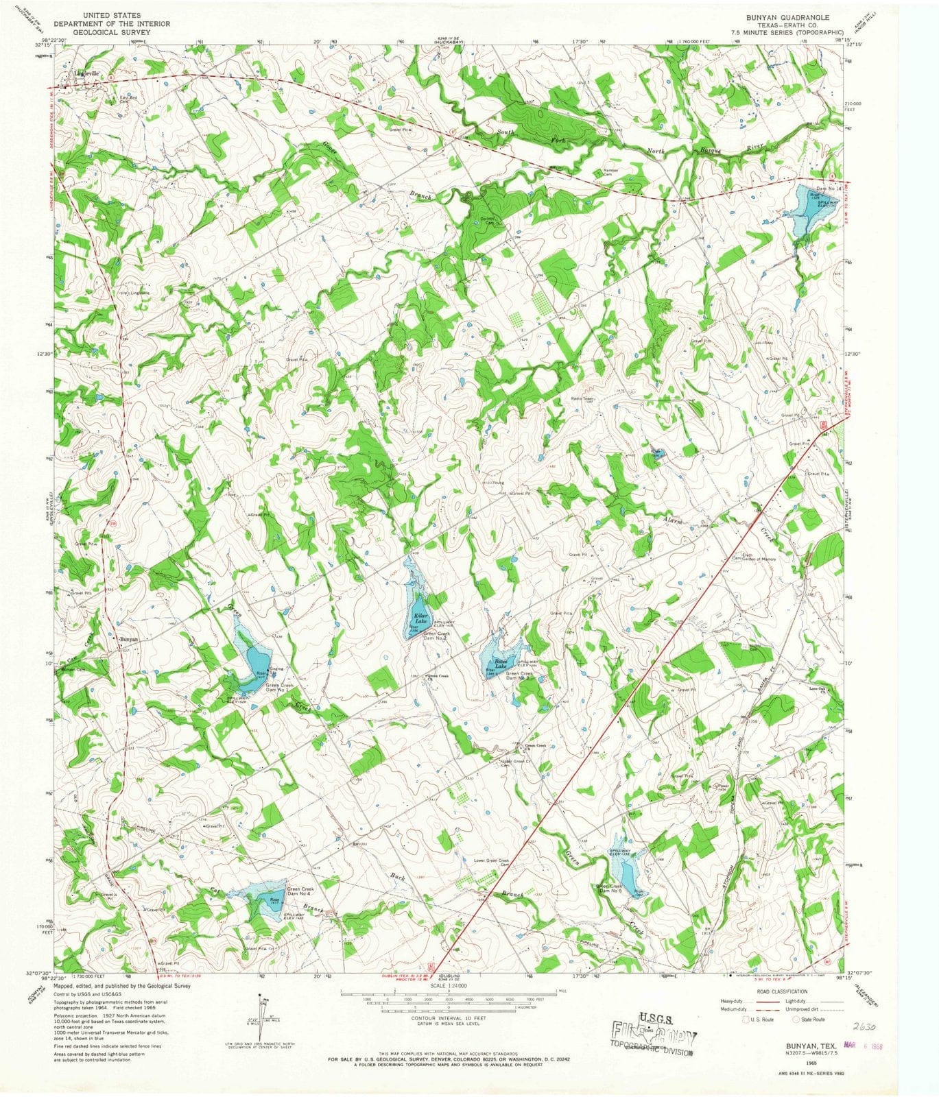 1965 Bunyan, TX - Texas - USGS Topographic Map