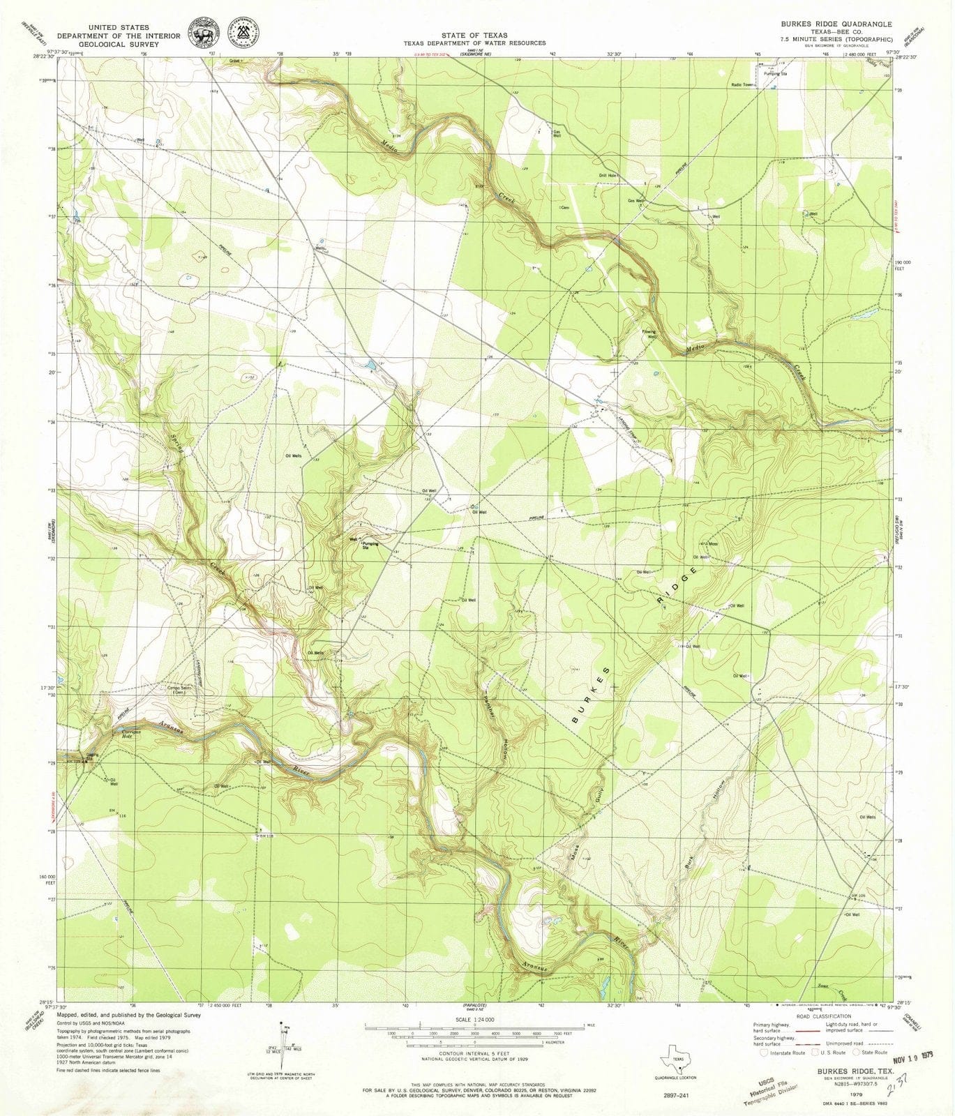 1979 Burkes Ridge, TX - Texas - USGS Topographic Map