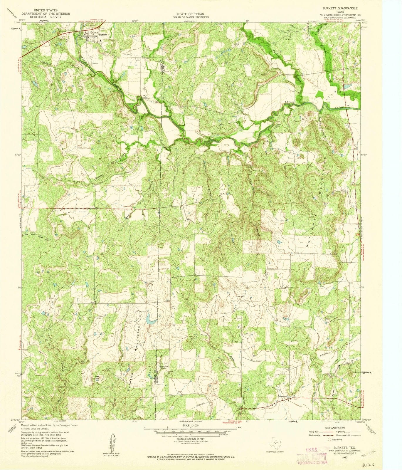 1960 Burkett, TX - Texas - USGS Topographic Map