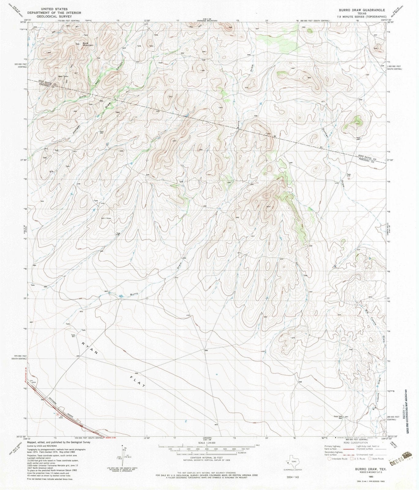 1983 Burroraw, TX - Texas - USGS Topographic Map