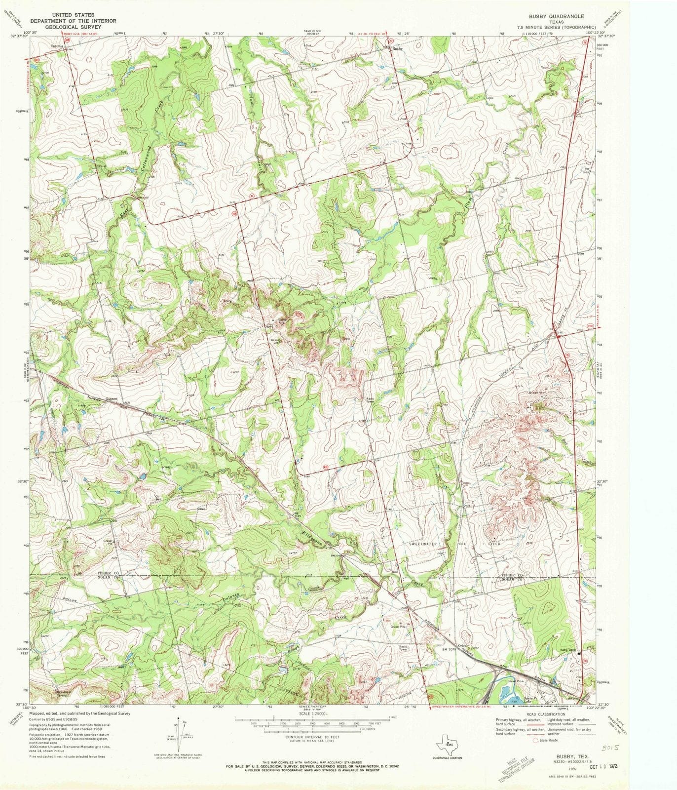 1969 Busby, TX - Texas - USGS Topographic Map