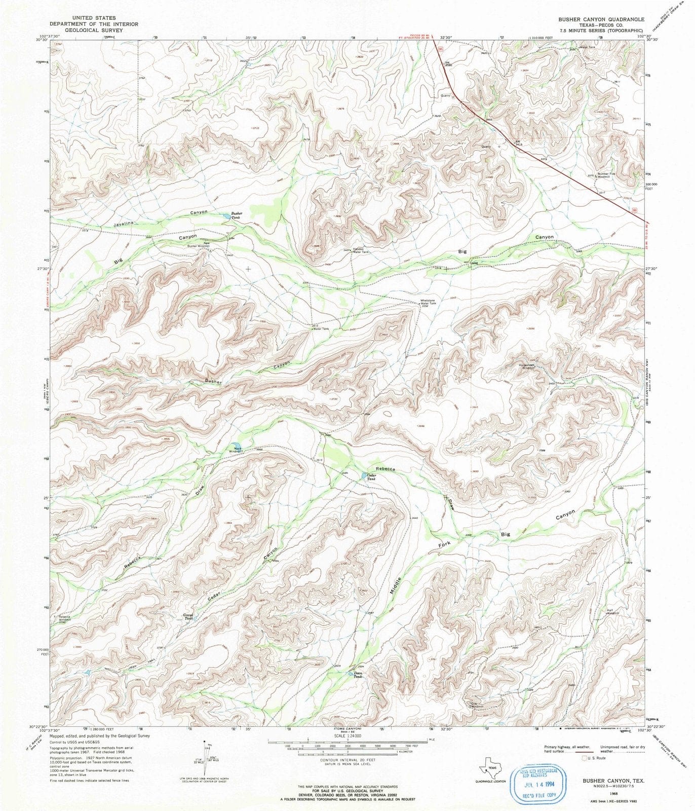 1968 Canyon, TX - Texas - USGS Topographic Map