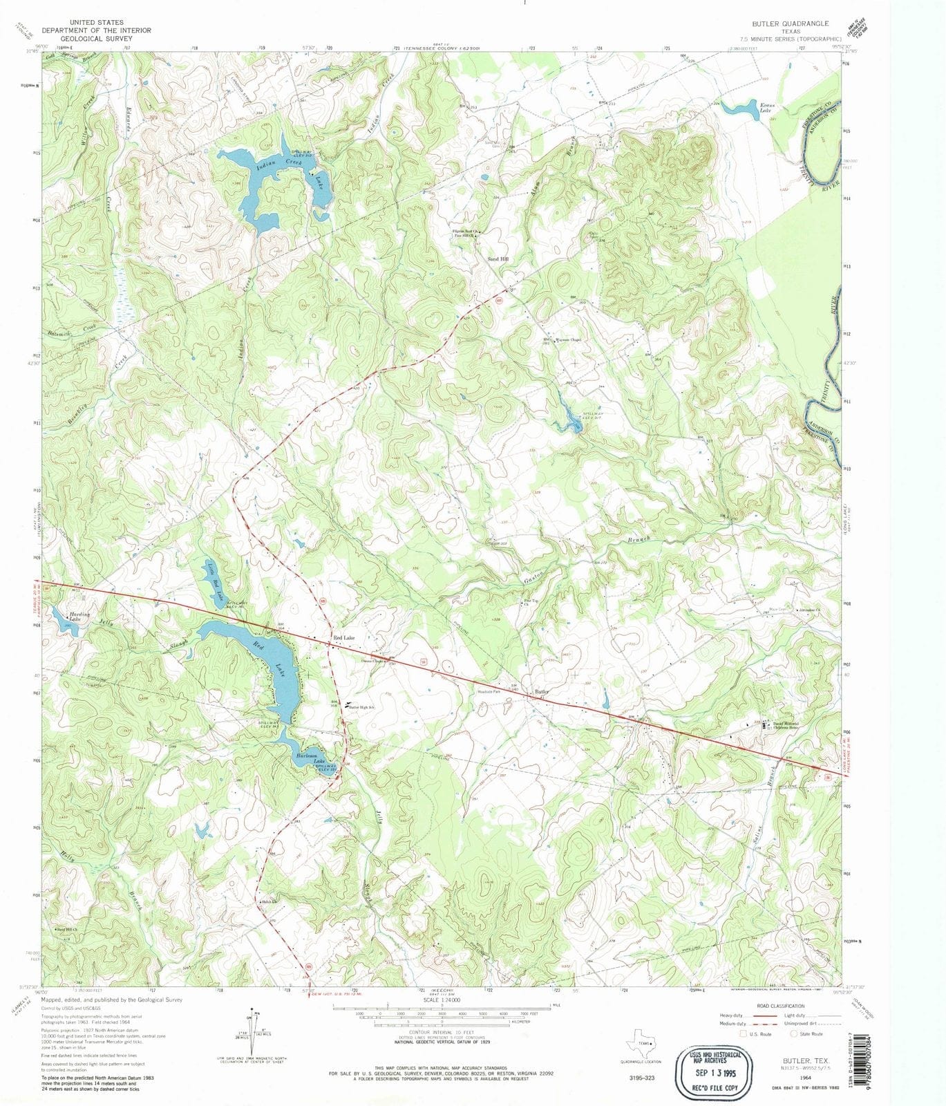 1964 Butler, TX - Texas - USGS Topographic Map