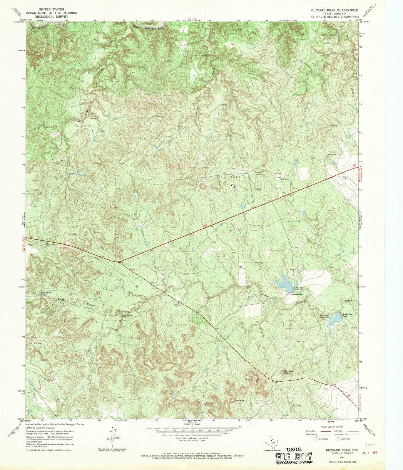 1967 Buzzard Peak, TX - Texas - USGS Topographic Map