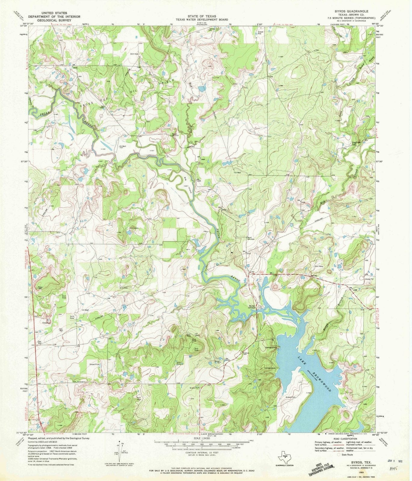 1969 Byrds, TX - Texas - USGS Topographic Map