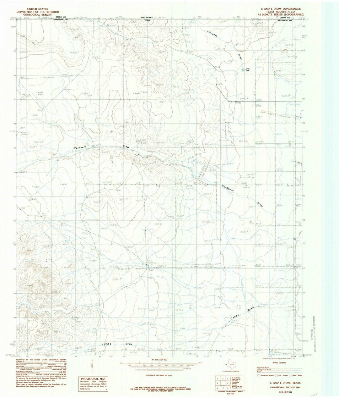 1984 C and L Draw, TX - Texas - USGS Topographic Map