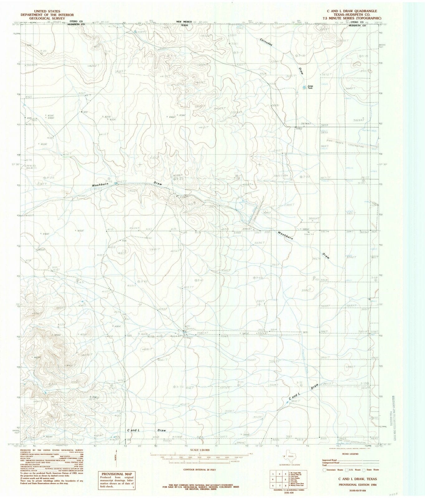 1984 C and L Draw, TX - Texas - USGS Topographic Map