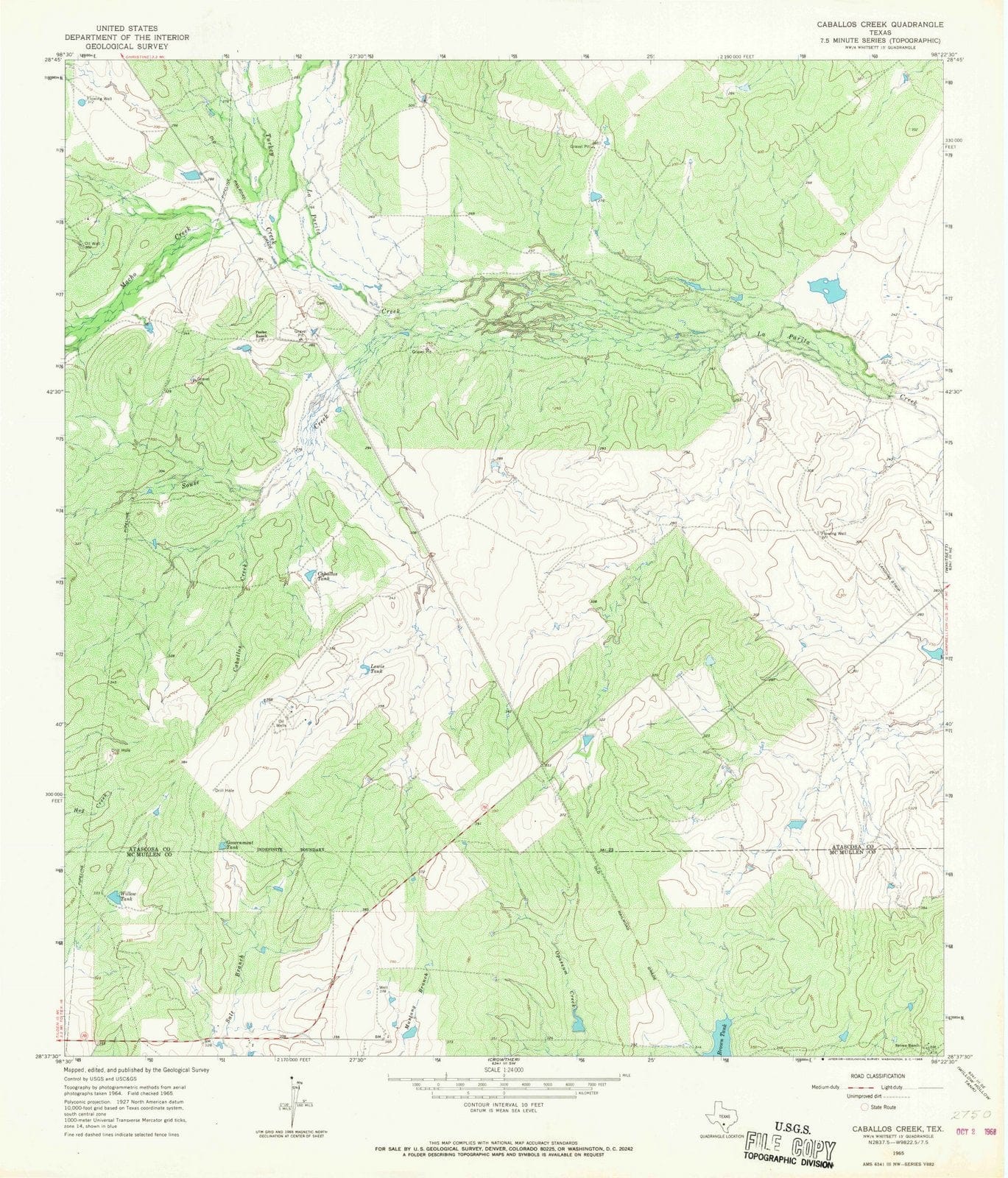 1965 Caballos Creek, TX - Texas - USGS Topographic Map
