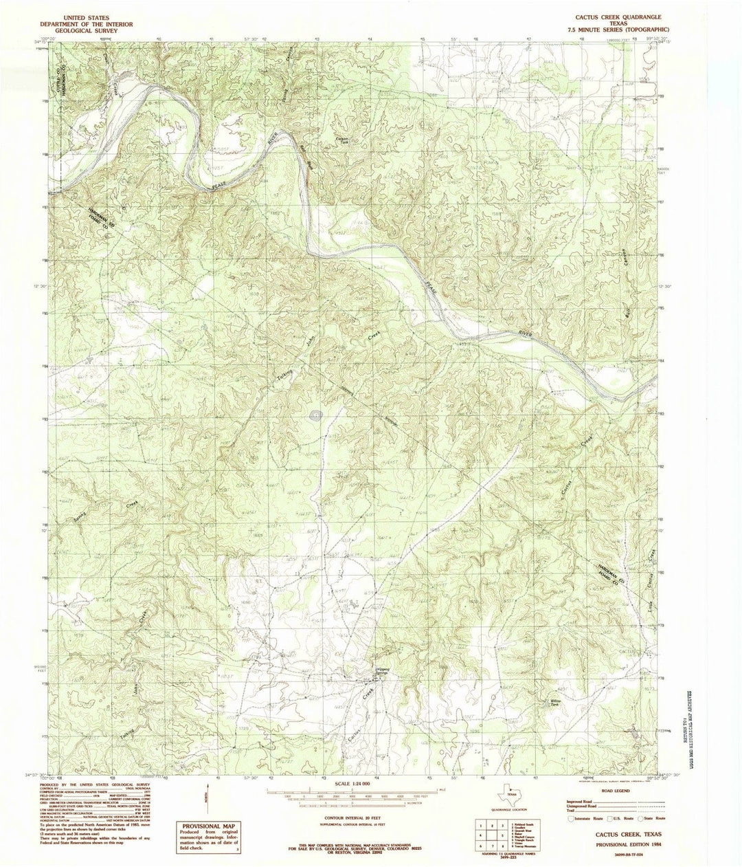 1984 Cactus Creek, TX - Texas - USGS Topographic Map