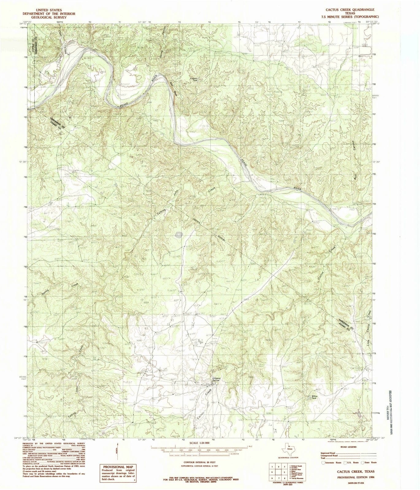 1984 Cactus Creek, TX - Texas - USGS Topographic Map