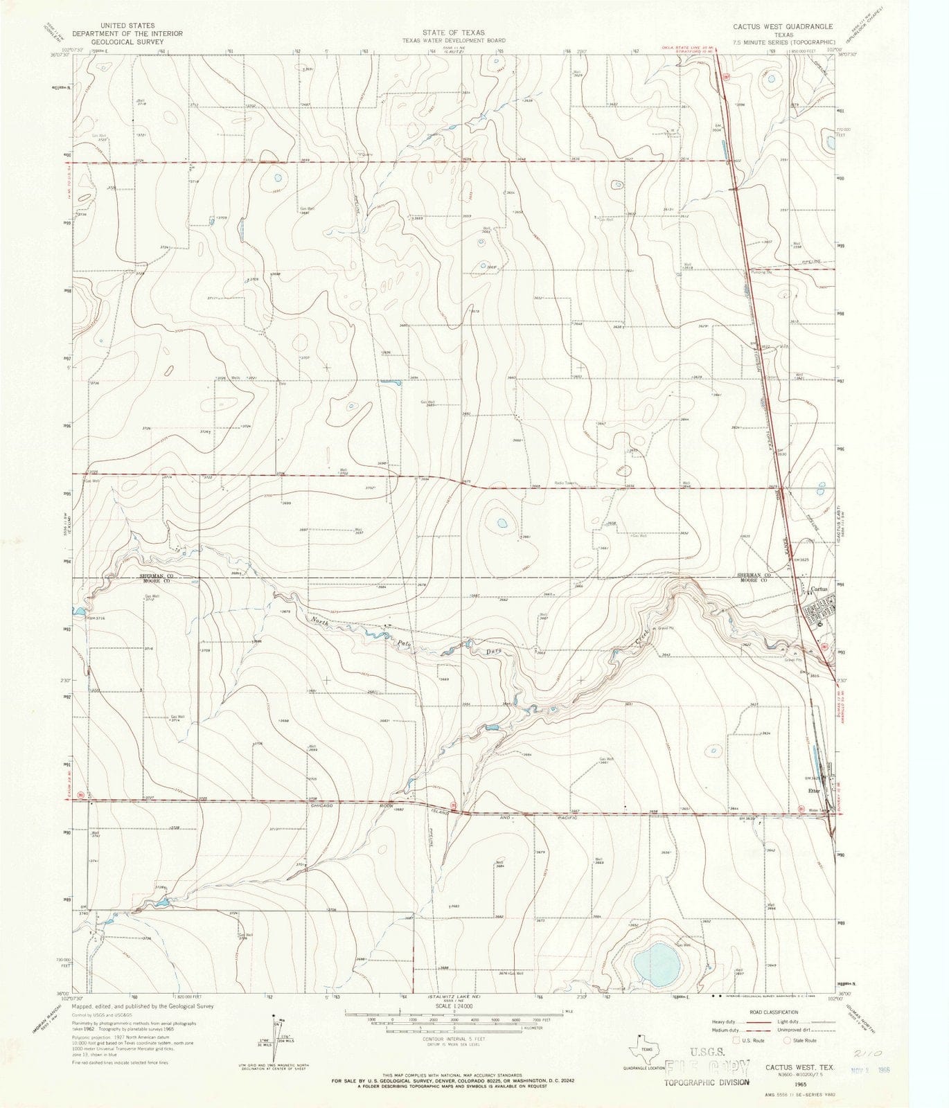 1965 Cactus West, TX - Texas - USGS Topographic Map