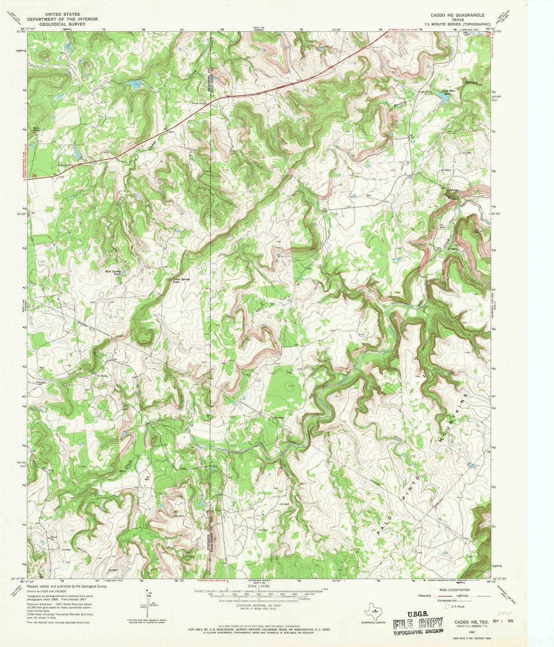 1967 Caddo, TX - Texas - USGS Topographic Map