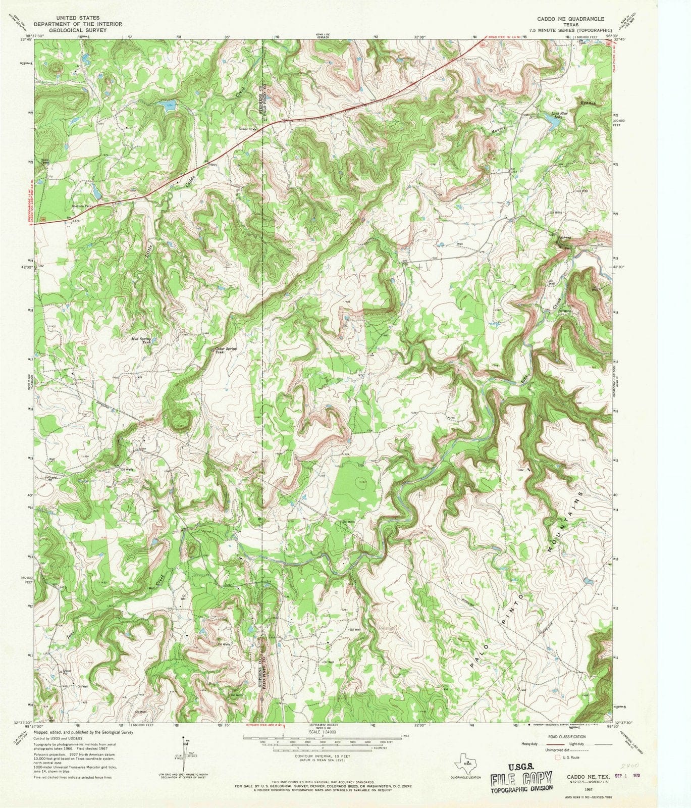 1967 Caddo, TX - Texas - USGS Topographic Map
