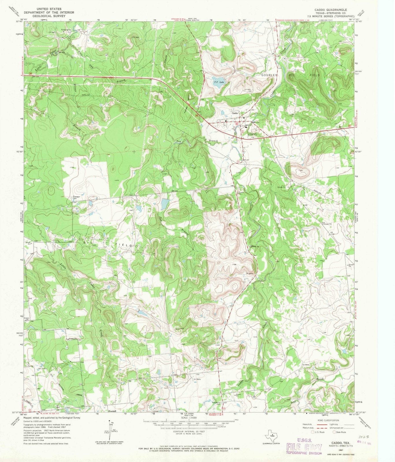 1967 Caddo, TX - Texas - USGS Topographic Map v2