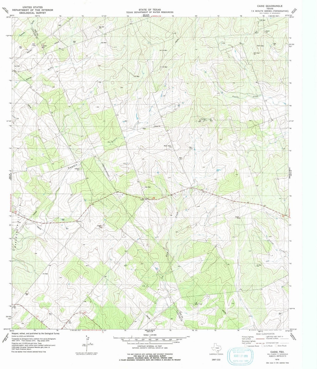 1979 Cadiz, TX - Texas - USGS Topographic Map