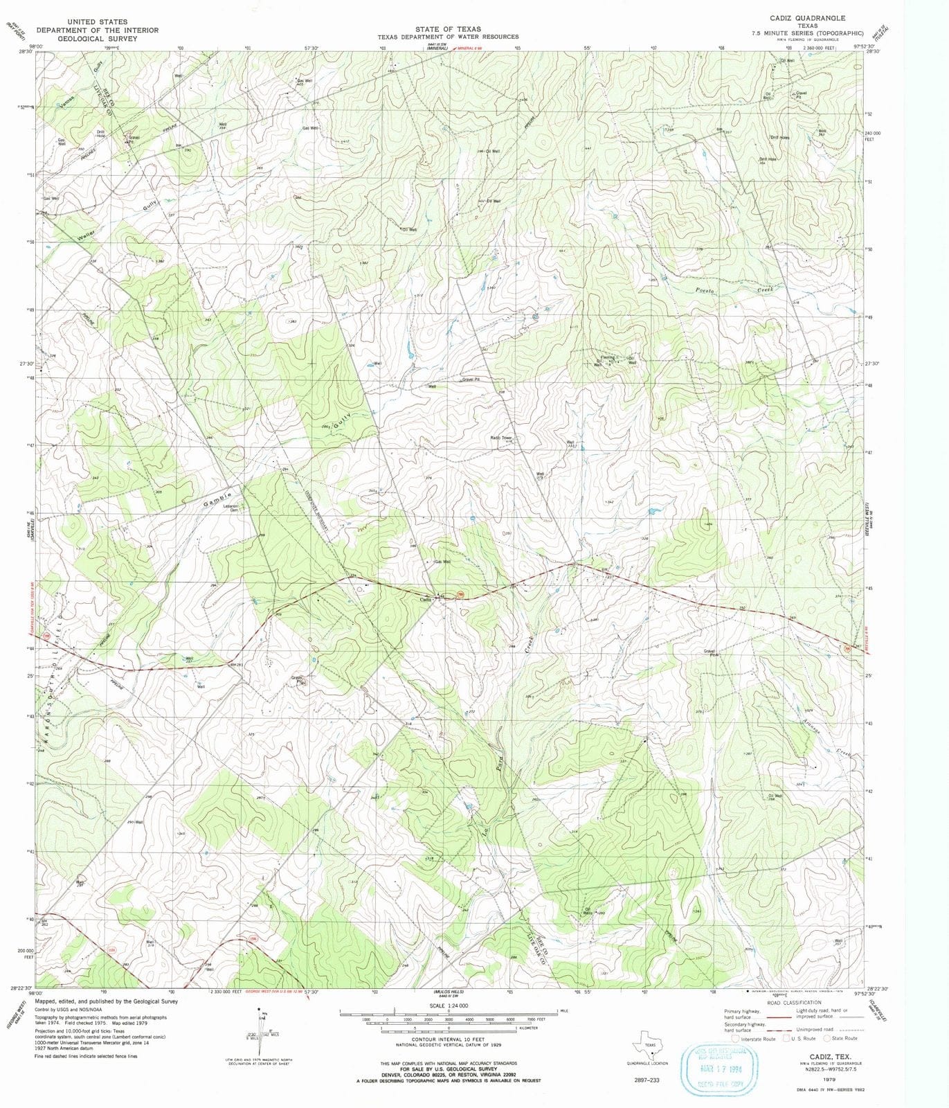 1979 Cadiz, TX - Texas - USGS Topographic Map