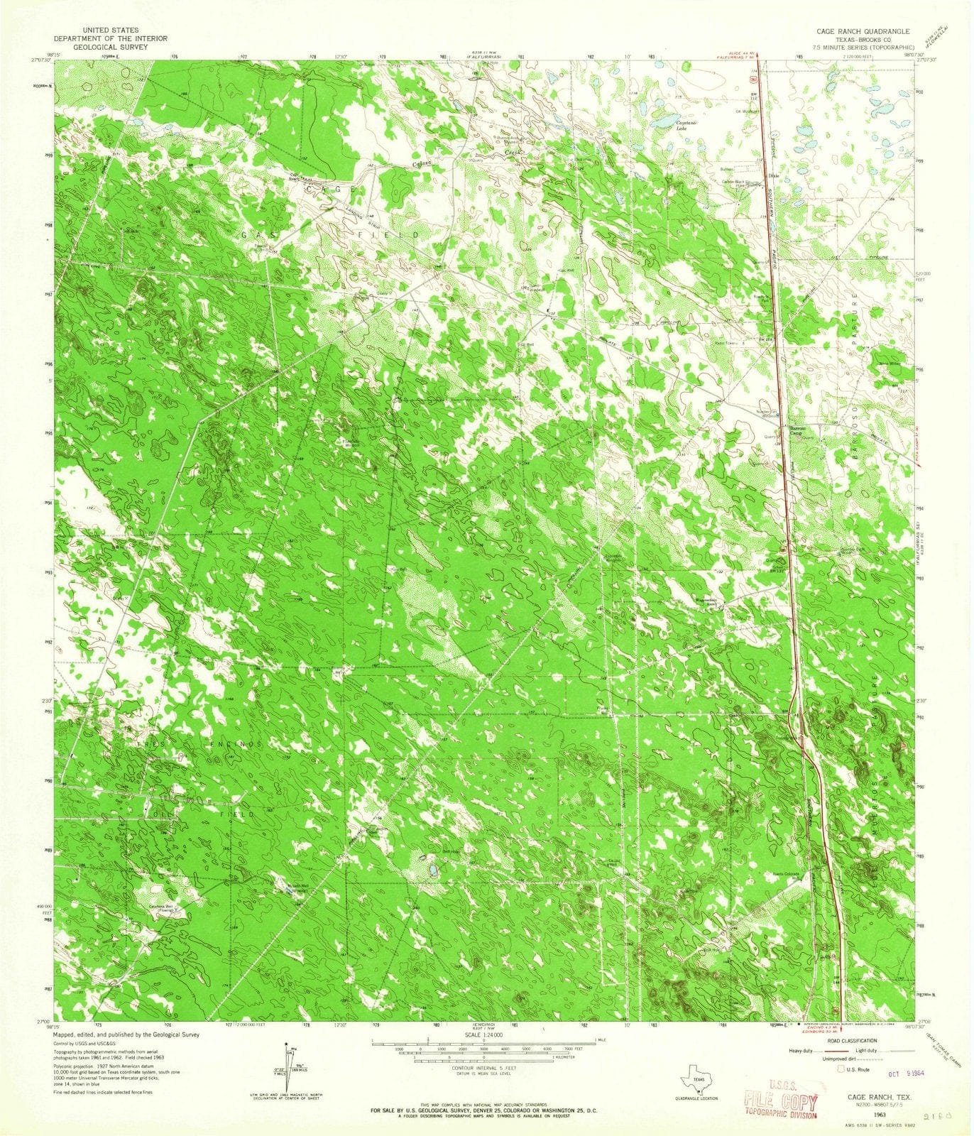 1963 Cage Ranch, TX - Texas - USGS Topographic Map