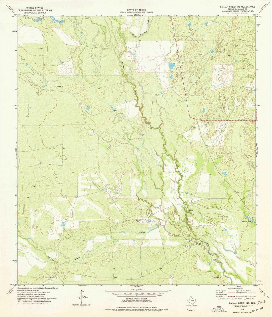 1974 Caiman Creek, TX - Texas - USGS Topographic Map