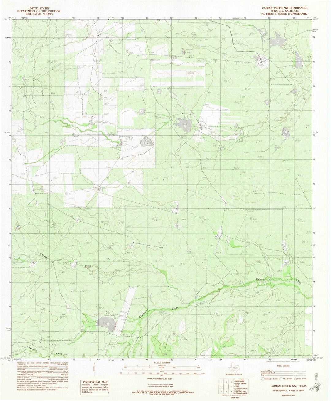 1982 Caiman Creek, TX - Texas - USGS Topographic Map